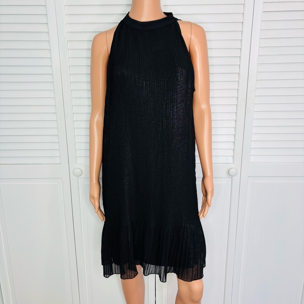 PROMOD Black Sleeveless Pleated Sparkle Dress Size 10